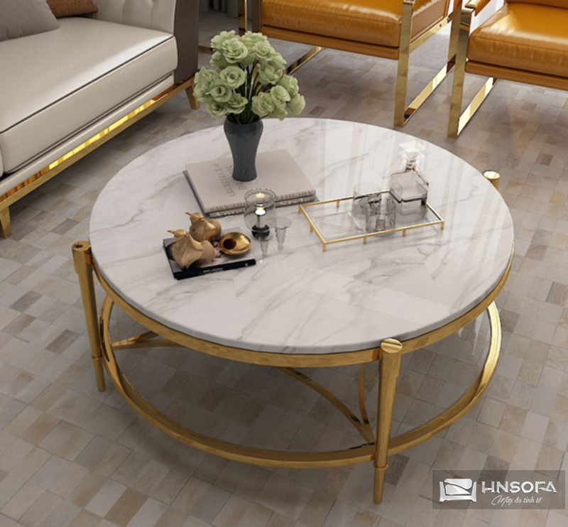 Bàn sofa tròn cũng là xu hướng lựa chọn phổ biến trong thiết kế nội thất