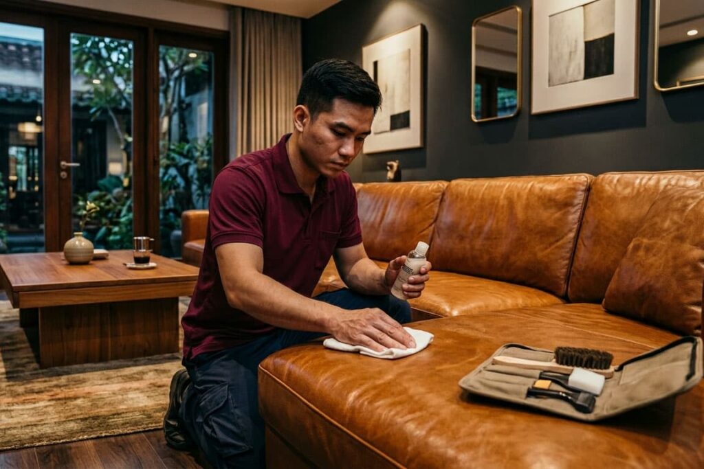 Không gian sofa sáng với vật liệu nội thất tinh tế