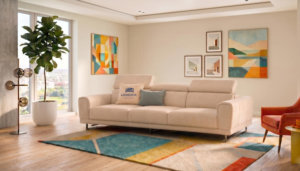 Bộ sofa Alba trong không gian phòng khách sáng màu