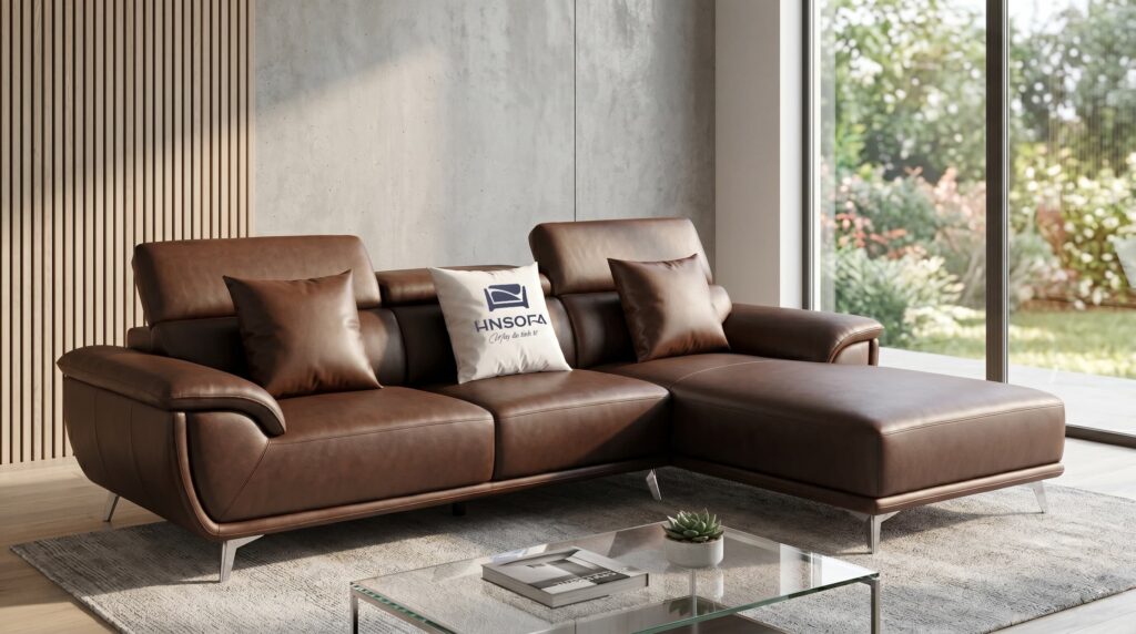 Bộ sofa Como trong không gian phòng khách có cửa kính lớn