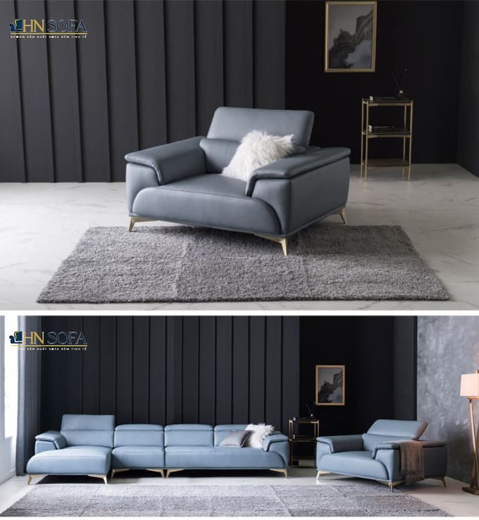 Sofa đơn kết hợp cùng ghế sofa góc trong phòng khách