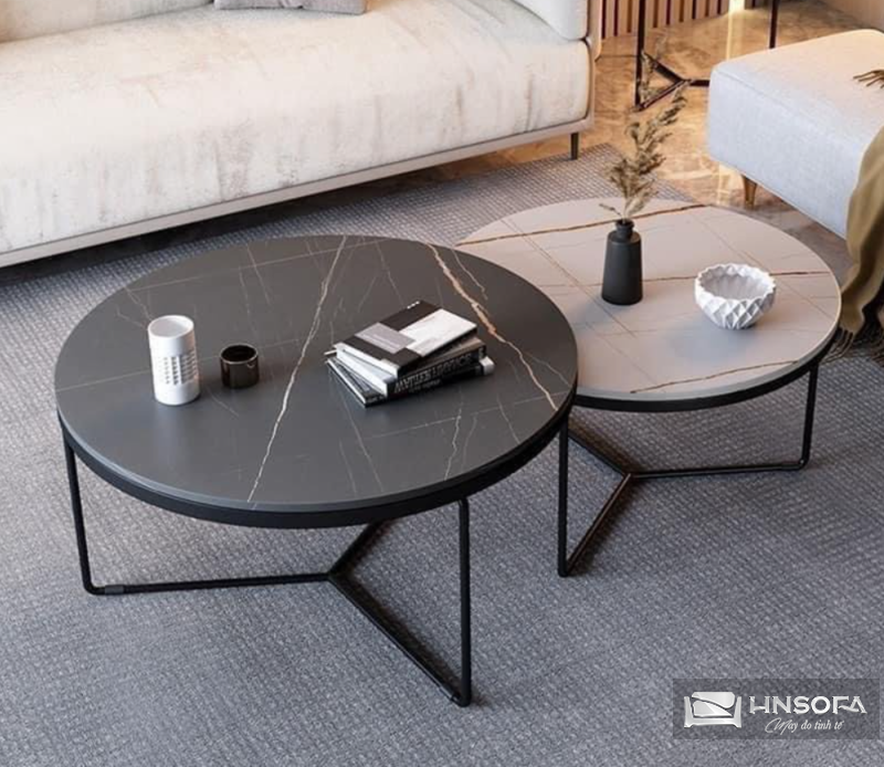 Mẫu bàn sofa đôi với thiết kế đơn giản
