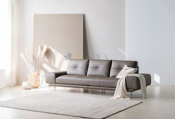 Hình ảnh minh họa cho mẫu sofa da bò nhập khẩu đóng tại xưởng đầy tính tế