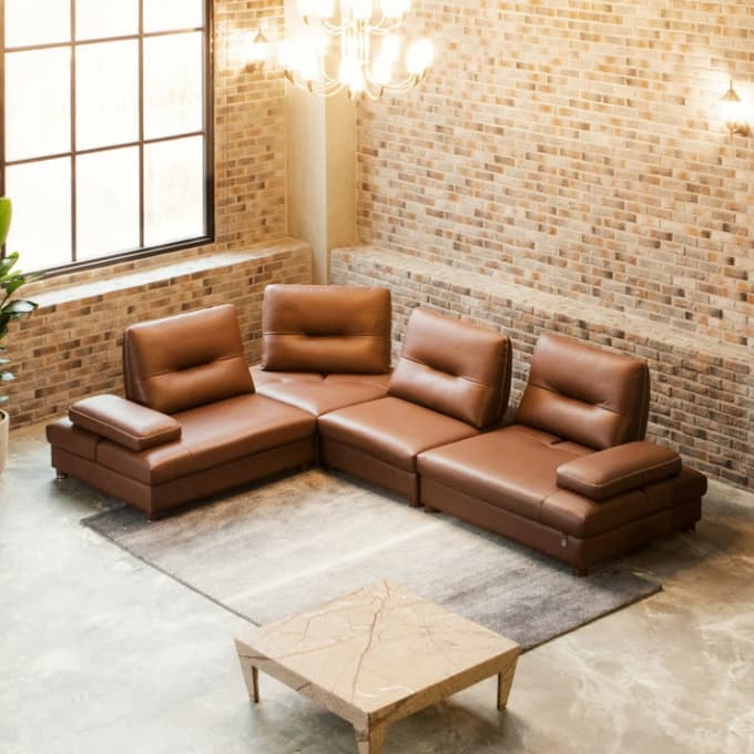 Mẫu ghế sofa góc sử dụng da Carola công nghiệp cao cấp