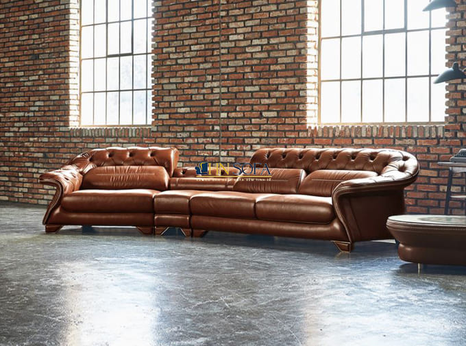 Mẫu sofa tân cổ điển da bò Ý HNS45