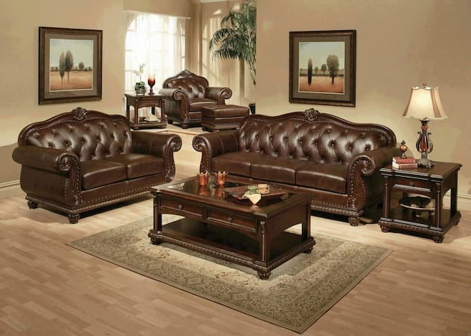 Ghế sofa phòng khách thiết kế dạng cổ điển bắt mắt