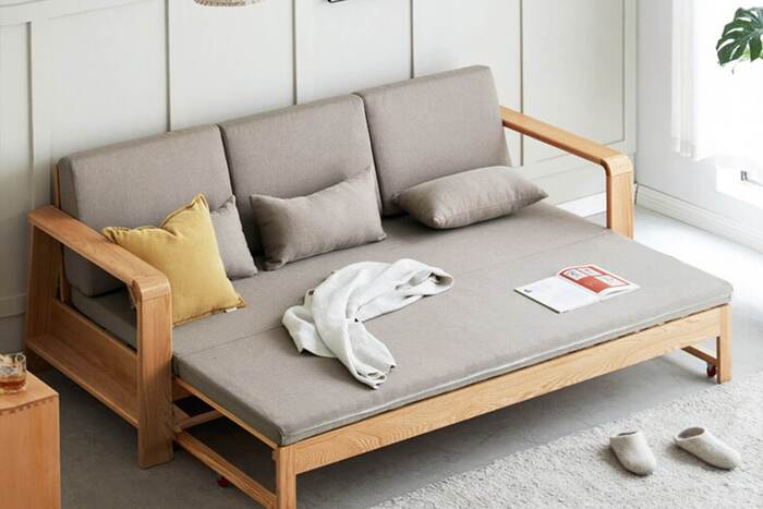 Sofa giường gỗ đa năng có thể kéo rộng và thu gọn
