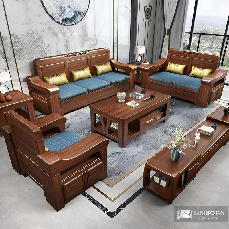 Bộ ghế sofa gỗ phòng khách có độ bền và tính thẩm mỹ cao