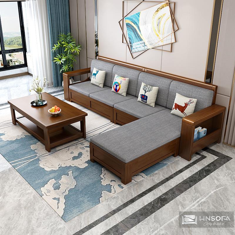 Sofa gỗ góc kiểu dáng chữ L