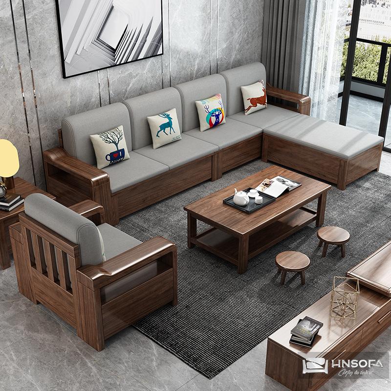 sofa gỗ kiểu chữ U ấn tượng