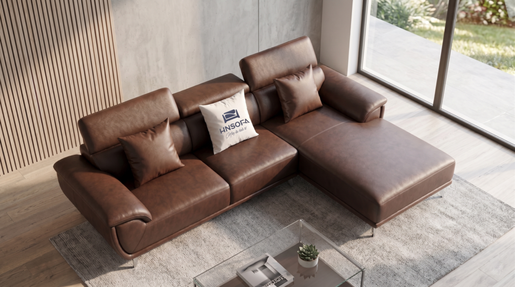 Bộ sofa Como trong không gian phòng khách có cửa kính lớn